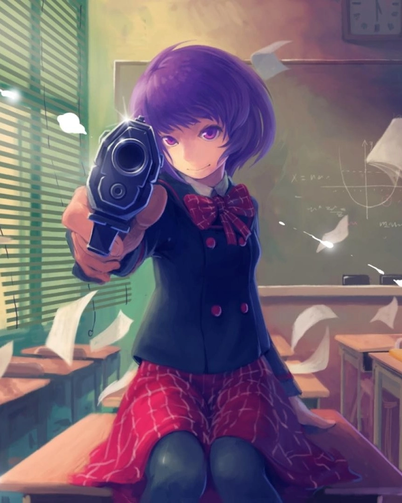 Hình ảnh anime học đường với biểu cảm đáng yêu