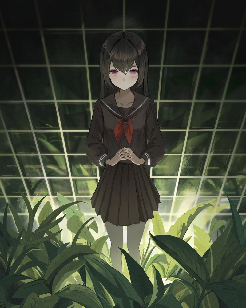 Hình ảnh anime nữ sinh thể hiện thần thái nhẹ nhàng
