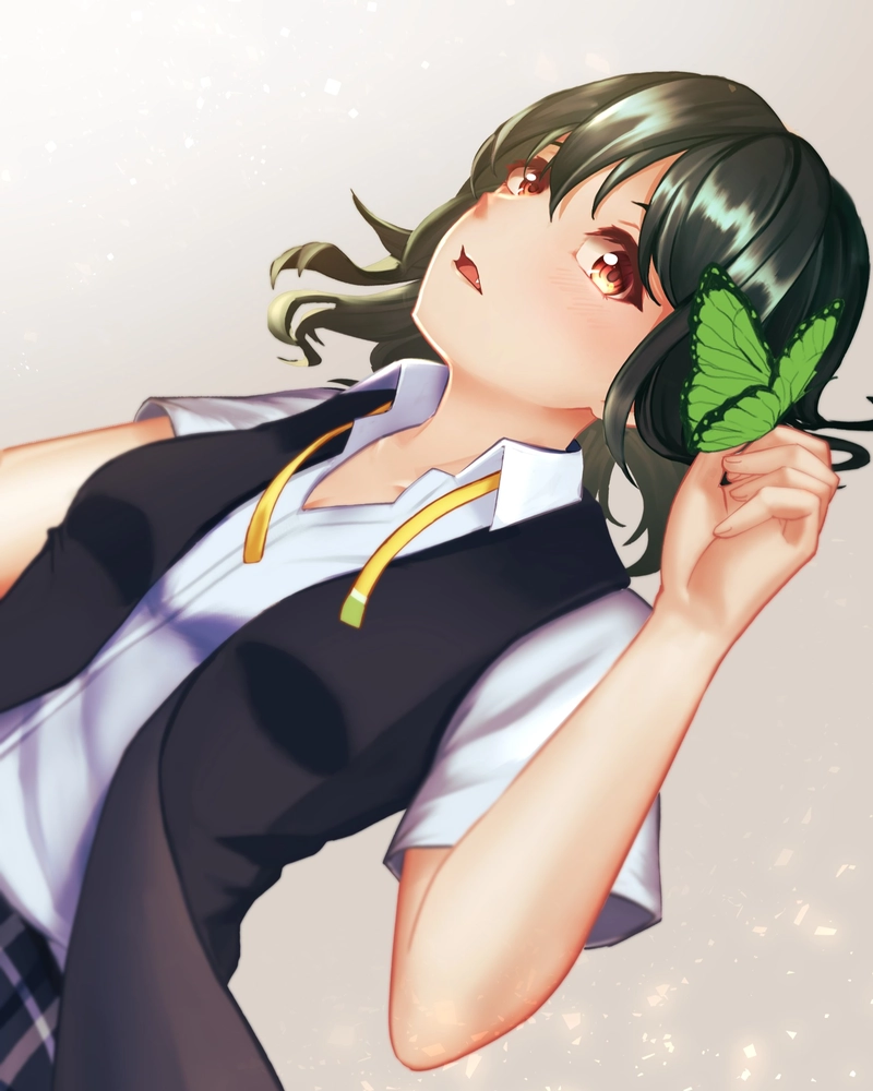 Hình anime học sinh nữ với biểu cảm dịu dàng nổi bật