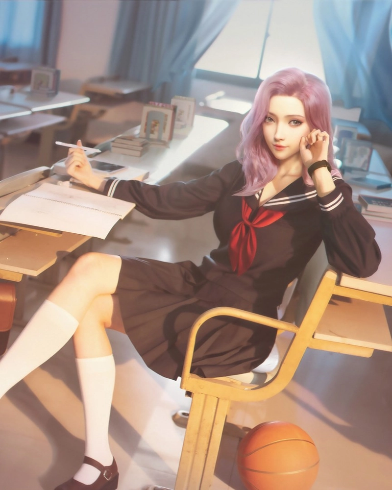 Hình anime học sinh với biểu cảm tự nhiên cuốn hút