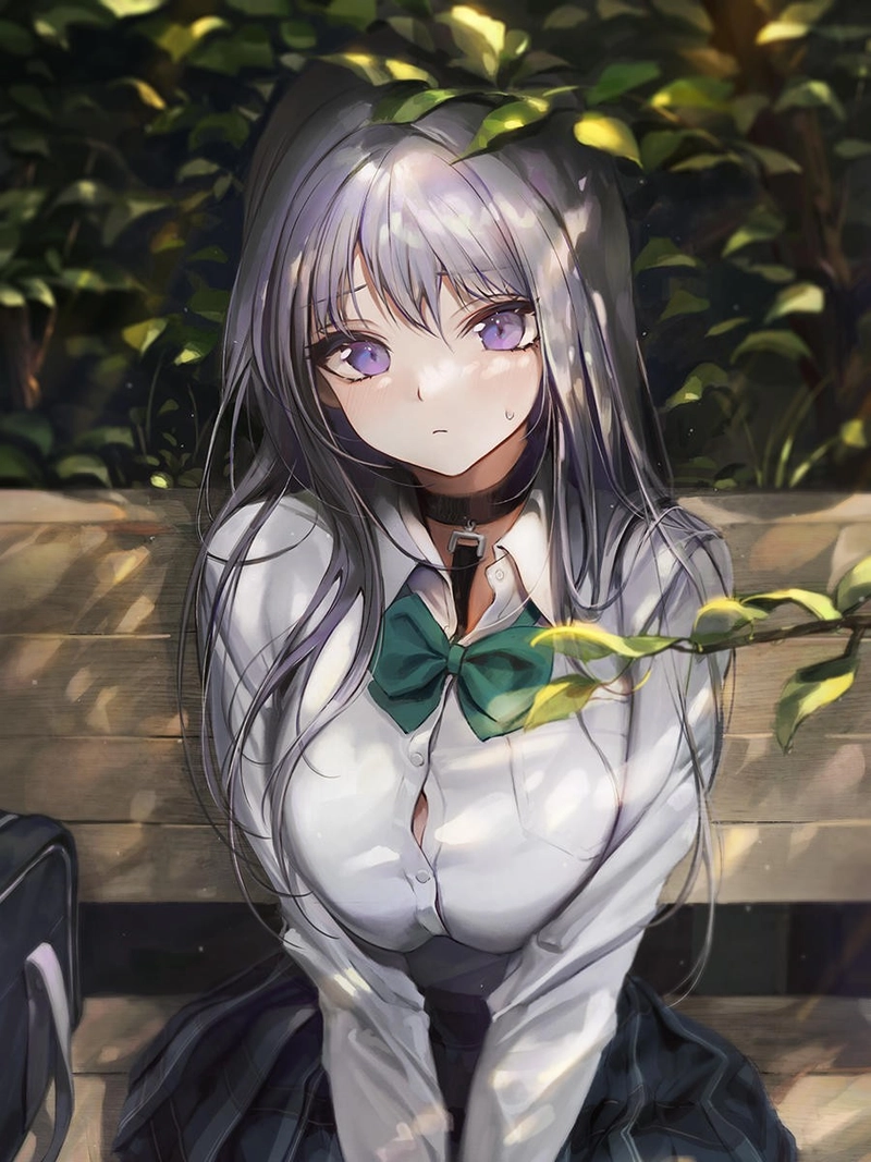 Hình anime nữ sinh với biểu cảm tươi sáng nổi bật