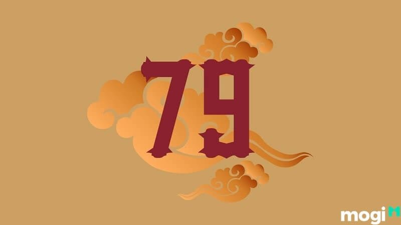 Hình ảnh các biểu tượng Kinh Dịch và con số 79, minh họa cho quẻ Sơn Thiên Đại Súc