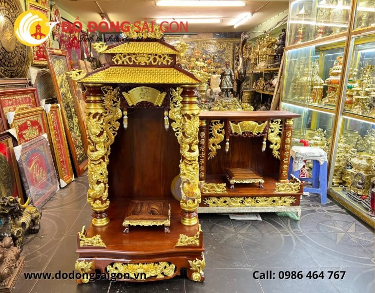 Bàn thờ Thần Tài dát vàng Đường Trúc Chỉ: Tinh hoa tâm linh