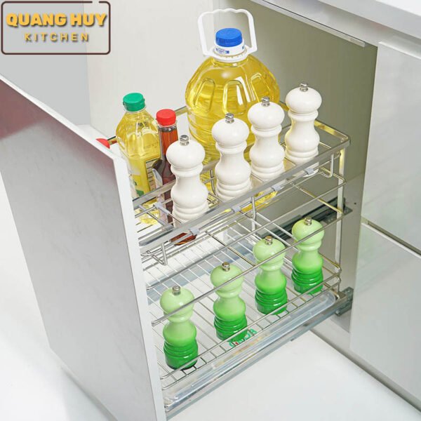 Kệ gia vị inox 304 nan dẹt cho tủ bếp dưới