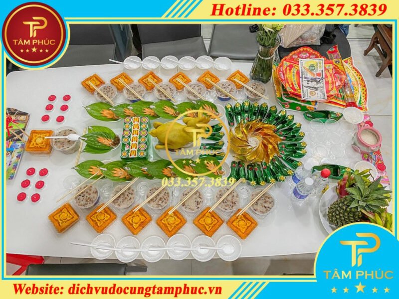 Mâm lễ vật cúng căn cho bé trai 12 tuổi đầy đủ truyền thống