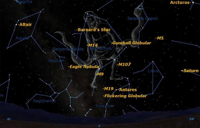 Hình ảnh minh họa chòm sao Xà Phu (Ophiuchus), người mang rắn, biểu tượng cho cung hoàng đạo thứ 13