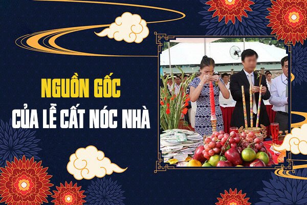 Gia đình và thợ xây thực hiện nghi lễ sắm lễ cúng lợp mái nhà trên công trình
