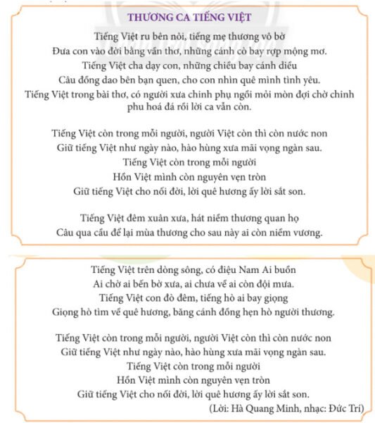 Học sinh Việt Nam đọc sách giáo dục công dân về sự tự hào tiếng Việt của dân tộc Việt Nam