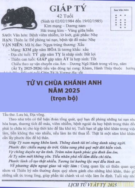 Tổng hợp toàn bộ kiến thức tử vi chùa Khánh Anh cho năm 2025, nguồn tham khảo giá trị