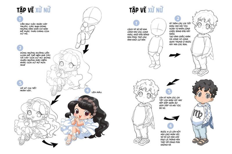 Hướng dẫn vẽ tranh tô màu anime 12 cung hoàng đạo