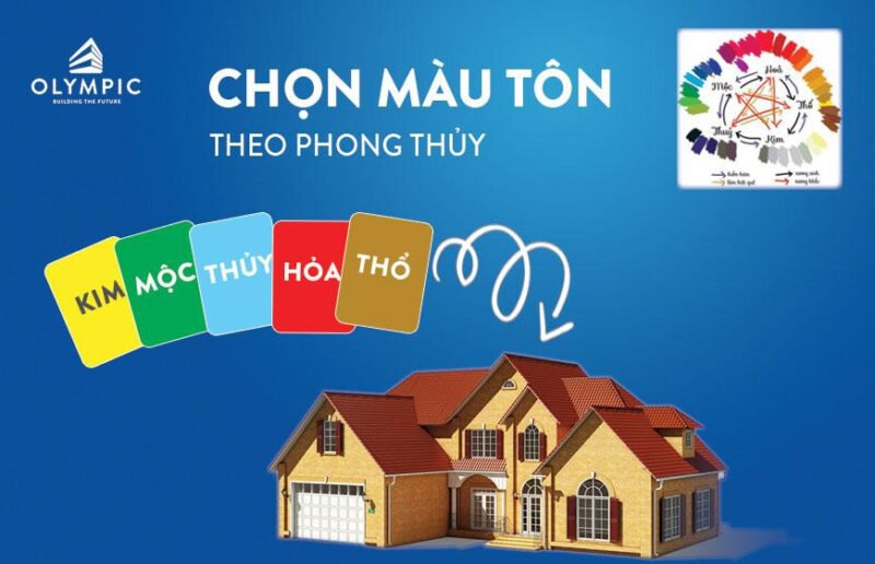 Bảng màu sắc mái nhà, cần cân nhắc kỹ lưỡng khi xem ngày tốt đổ mái theo tuổi và chọn màu hợp mệnh gia chủ.