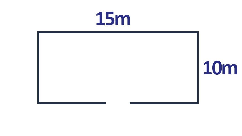 alt: Sơ đồ bồn hoa hình chữ nhật và lối đi xung quanh, ứng dụng tính chu vi thực tế