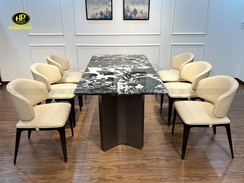 bàn ăn mặt đá cẩm thạch nhập khẩu hiện đại BA-SF22