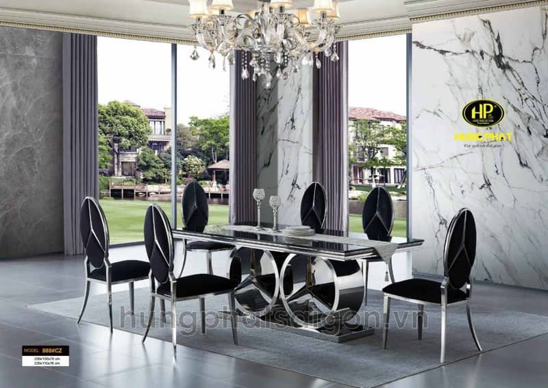 Bàn ăn mặt đá hiện đại CZ-888 cho không gian phòng bếp