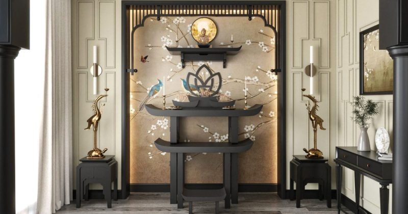 Bàn thờ treo tường chung cư hiện đại, tối ưu diện tích