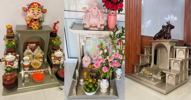 Tượng Phật Di Lặc trên bàn thờ Thần Tài