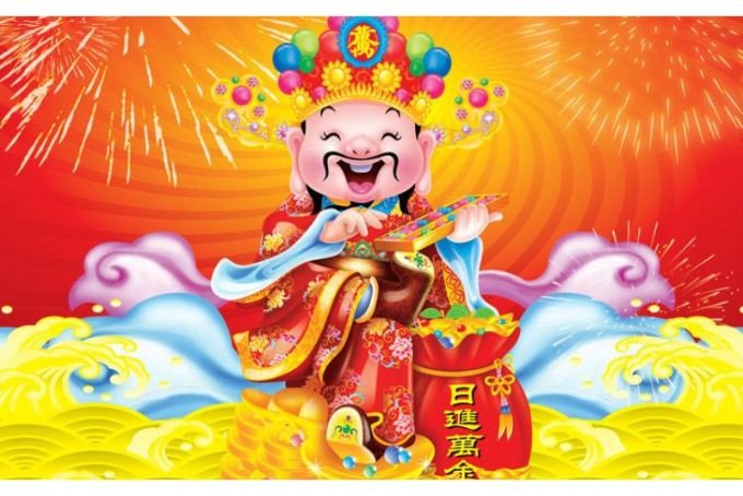 Bàn thờ Thần Tài Thổ Địa với lễ vật đầy đủ ngày vía Thần Tài