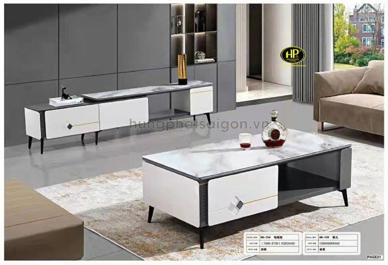 Bàn trà chữ nhật với chất liệu gỗ công nghiệp