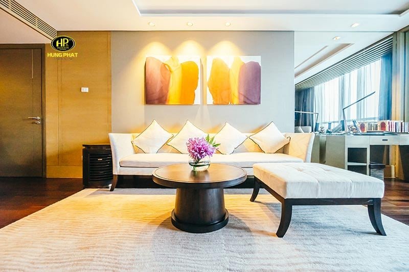 Bàn trà sofa gỗ tròn không chân kiểu ngồi sàn