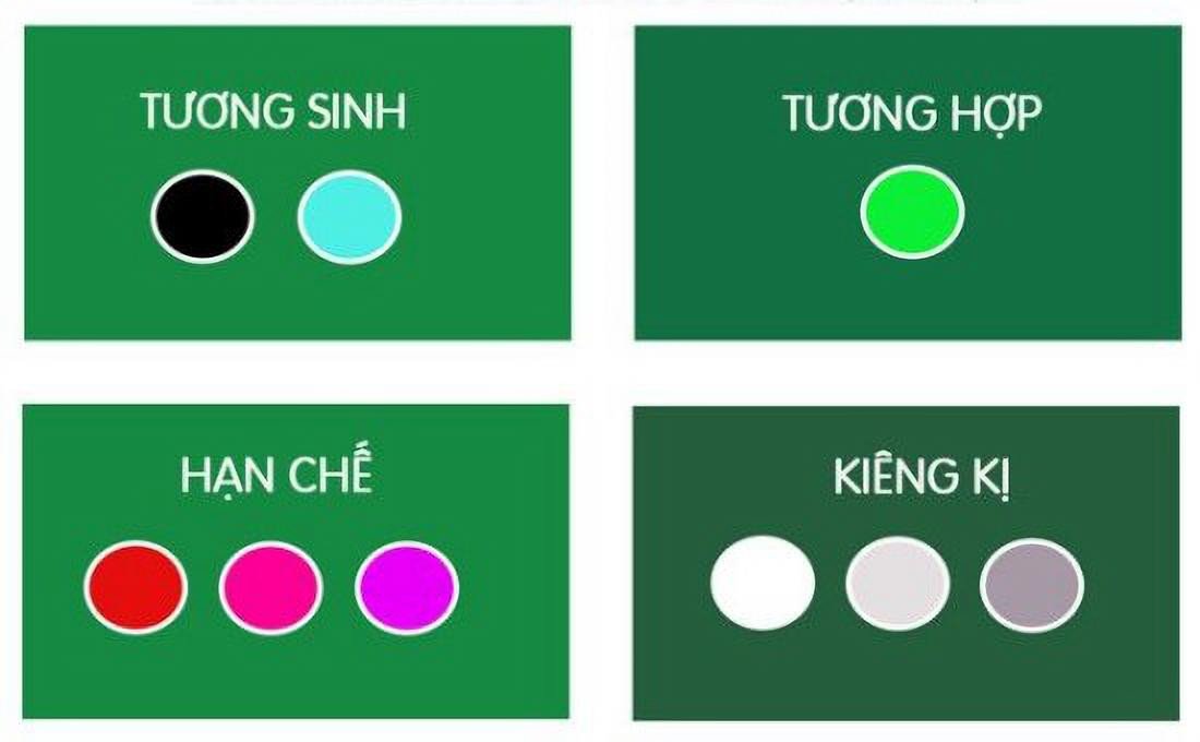 Bảng màu phong thủy chi tiết cho người tuổi Canh Dần mệnh Mộc, bao gồm cả màu nên tránh