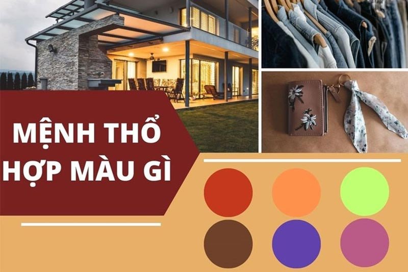 Bảng màu sắc phong thủy tương sinh tương hợp cho người sinh năm 1990 mệnh Thổ.