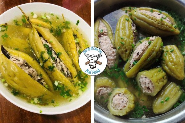 Bát canh khổ qua nhồi thịt chay nóng hổi