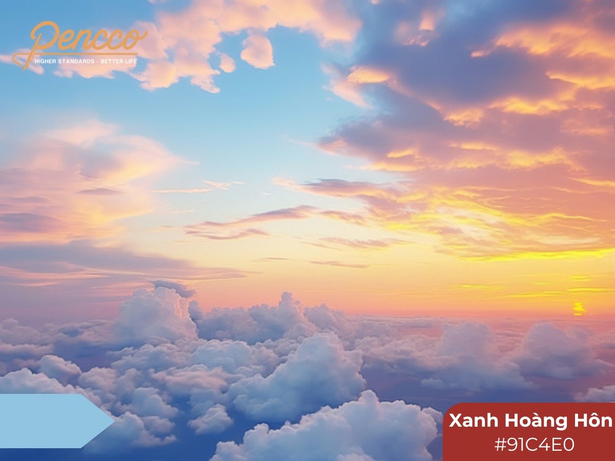 Bầu trời màu xanh hoàng hôn, tạo không gian thư giãn và sâu lắng