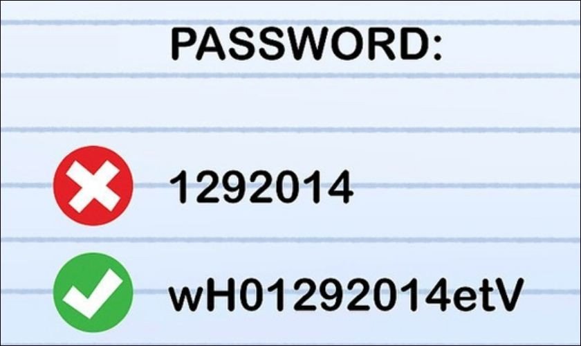 Biện pháp bảo vệ ví dụ mật khẩu 8 đến 20 ký tự khỏi tấn công mạng