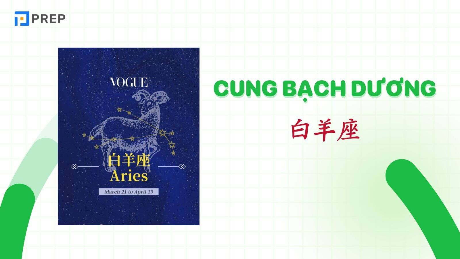 Biểu tượng cung Bạch Dương trong chiêm tinh học tiếng Trung.