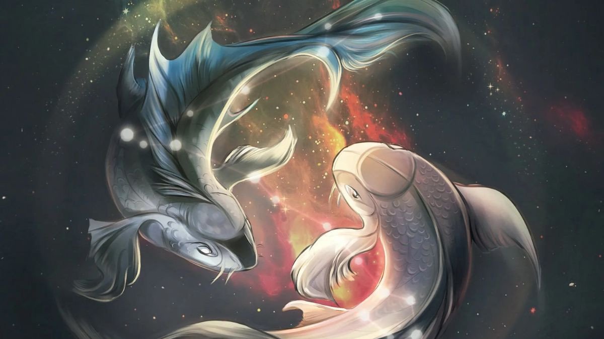 Biểu tượng cung Song Ngư, hai chú cá bơi ngược chiều, tượng trưng cho tâm hồn nhạy cảm của cung hoàng đạo theo tháng