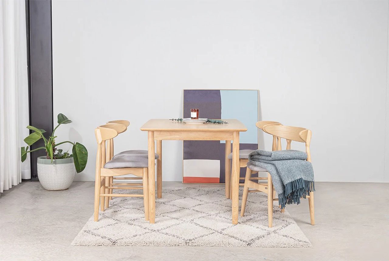 Bộ bàn ăn 4 ghế gỗ MILAN tối giản cho chung cư