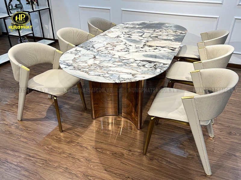 Bộ bàn ăn mặt đá cẩm thạch