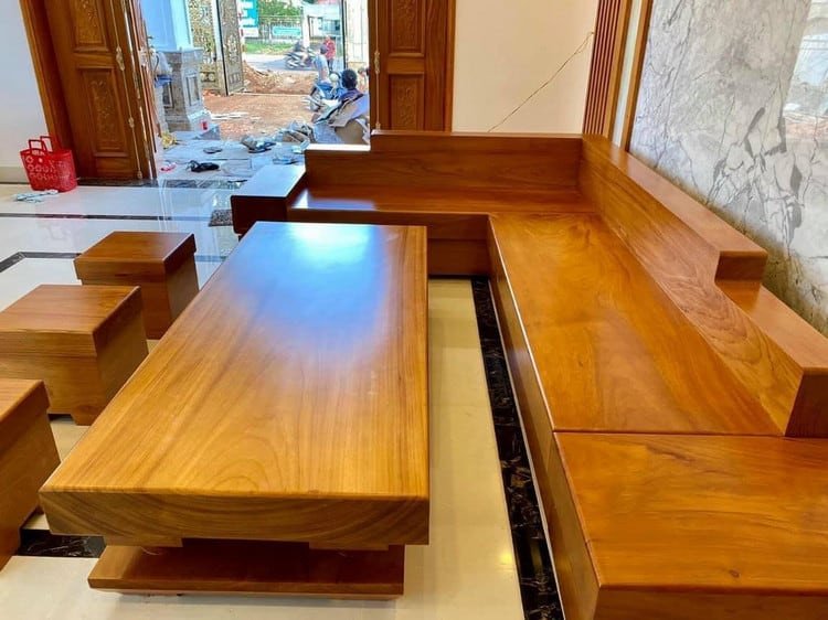 Bộ bàn ghế gỗ gõ đỏ nguyên khối