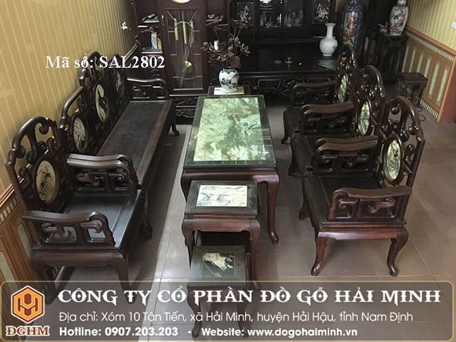 Bộ bàn ghế móc gỗ gụ kiểu truyền thống