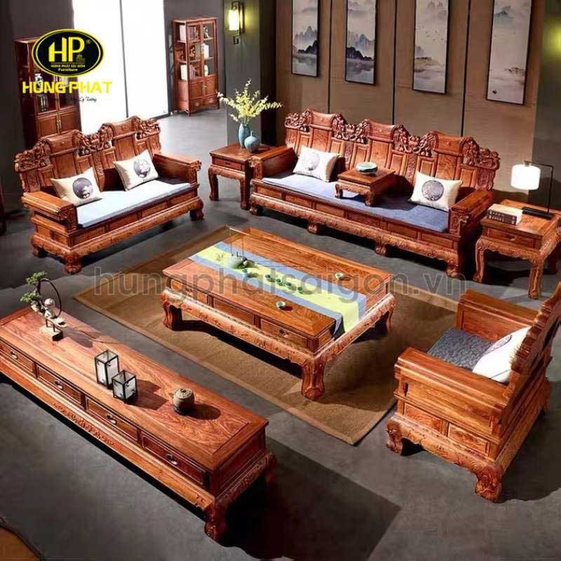 Bộ ghế sofa gỗ căm xe cao cấp kiểu dáng cổ điển