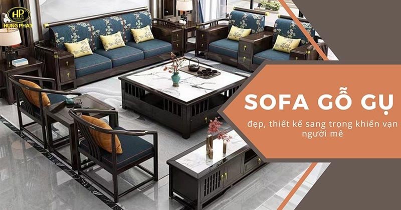 Bộ ghế sofa gỗ gụ đẹp cho phòng khách
