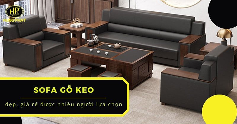 Bộ ghế sofa gỗ keo hiện đại cho phòng khách