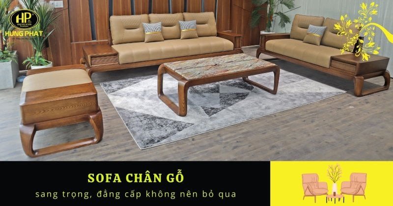 Bộ ghế sofa hiện đại với chân gỗ tự nhiên, mang đến vẻ đẹp ấm cúng cho phòng khách