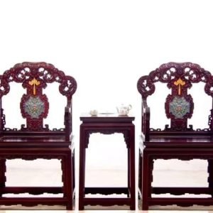 Bộ Bàn Ghế Minh Thanh 3 Món Gỗ Tử Đàn Zambia Cao 108cm