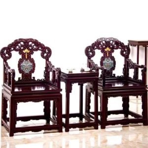 Bộ Bàn Ghế Minh Thanh 3 Món Gỗ Tử Đàn Zambia Cao 108cm - Hình ảnh 5