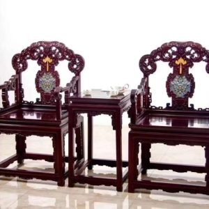 Bộ Bàn Ghế Minh Thanh 3 Món Gỗ Tử Đàn Zambia Cao 108cm - Hình ảnh 6