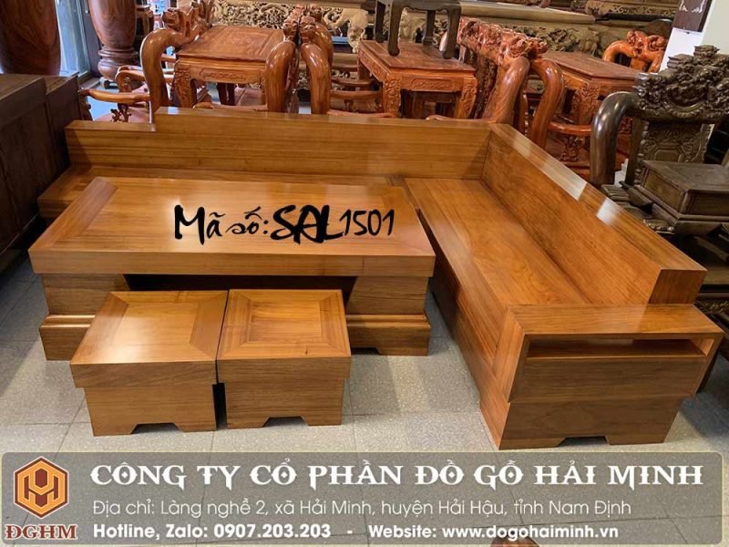 Bộ sofa gỗ Gõ Đỏ kiểu dáng tấm gỗ sang trọng cho phòng khách