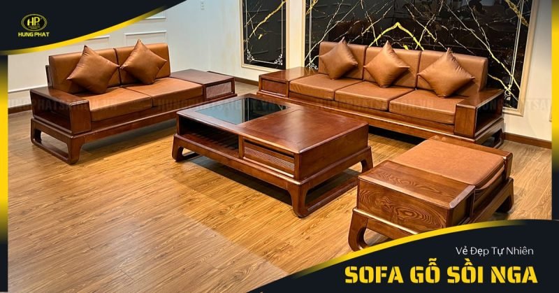 Bộ sofa gỗ sồi Nga với thiết kế hiện đại cho phòng khách