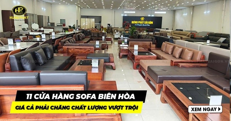 Bộ sofa hiện đại màu xám trong showroom nội thất tại Biên Hòa