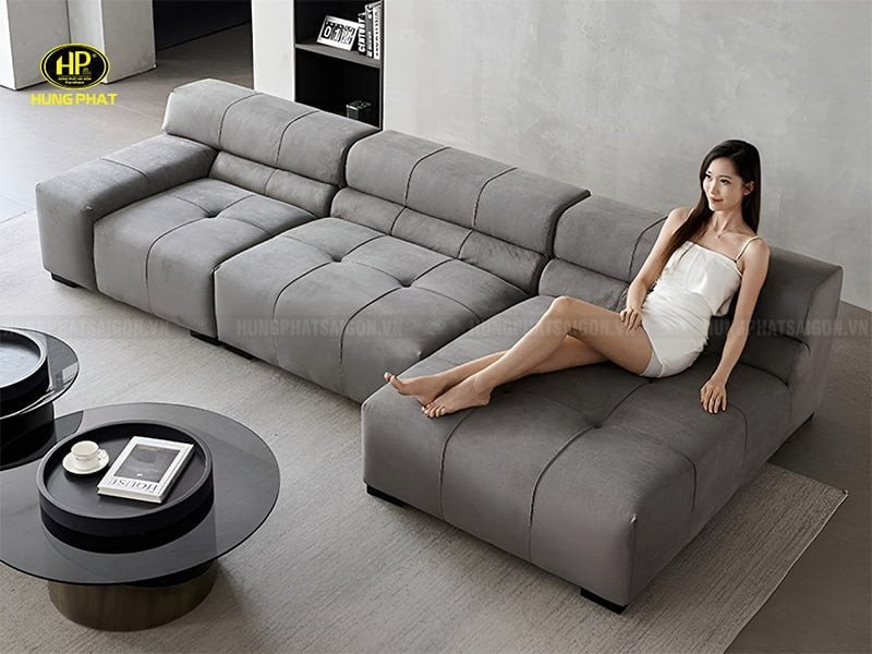 Bộ sofa nệm bọc vải phòng khách sang trọng