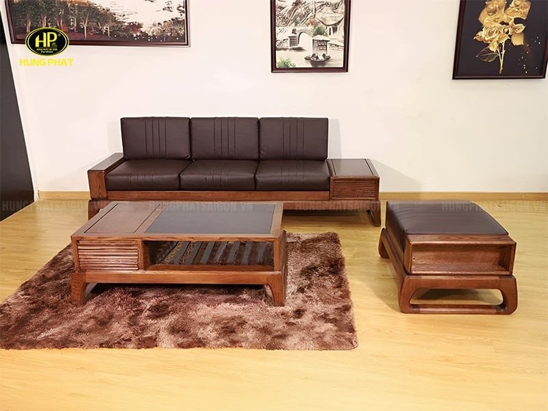 Bộ sofa nệm khung gỗ tự nhiên cho phòng khách