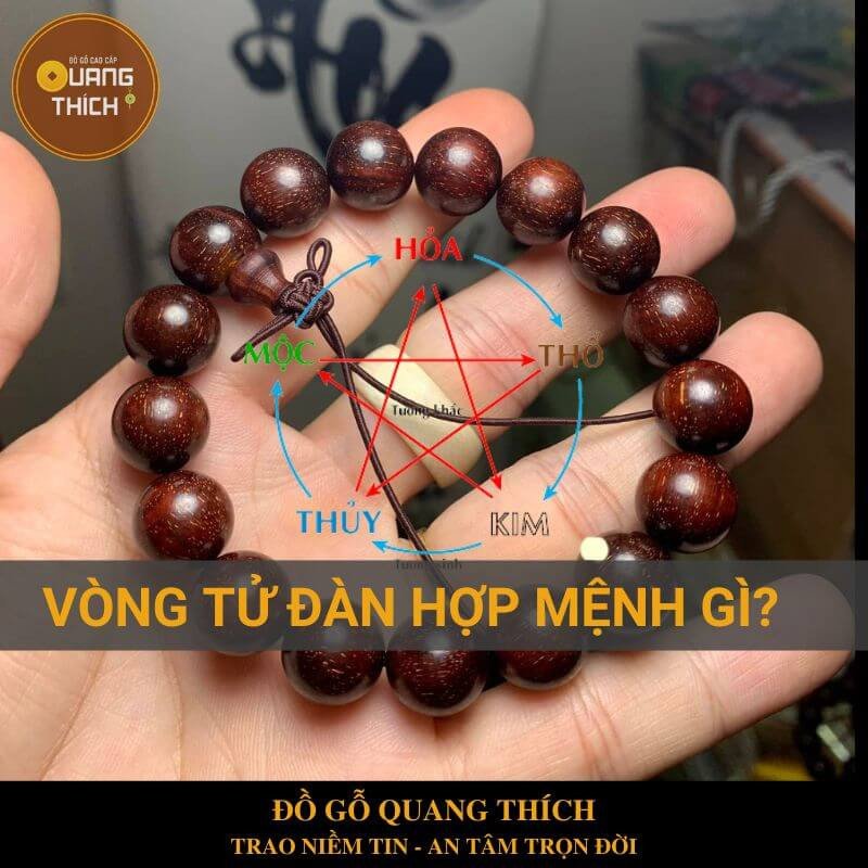 Bộ sưu tập vòng gỗ tử đàn tự nhiên phù hợp với phong thủy ngũ hành