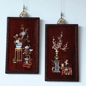 Bộ Tranh Tứ Bình Gỗ Vương Mộc Tử Đàn Khảm Bách Bảo Cao 28cm - Hình ảnh 3