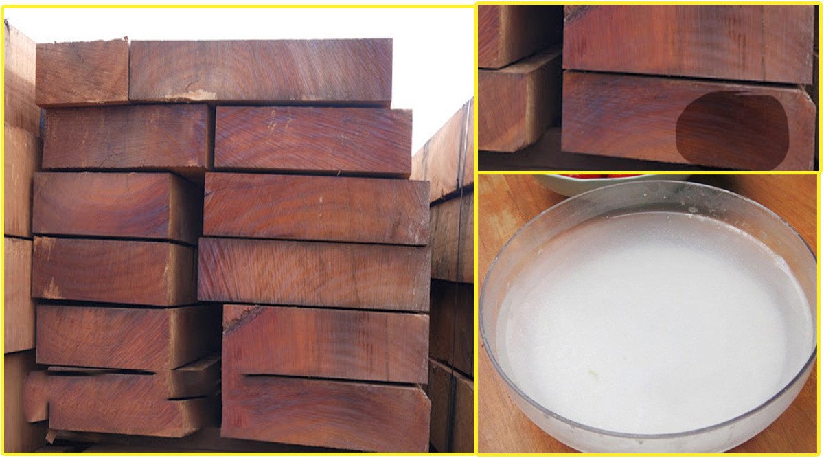 Cách thử gỗ lim thật giả bằng nước vôi trong