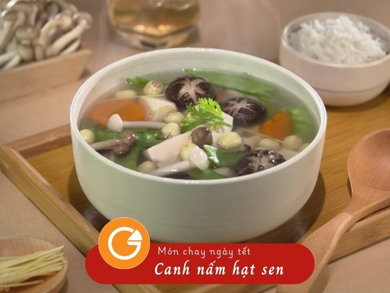 Canh nấm hạt sen thanh đạm